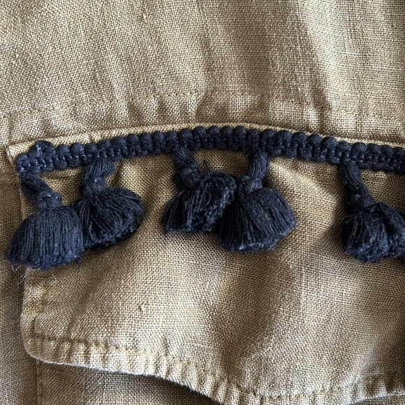 Zara linen utility style jacket with tassels - Picture 3 of 6